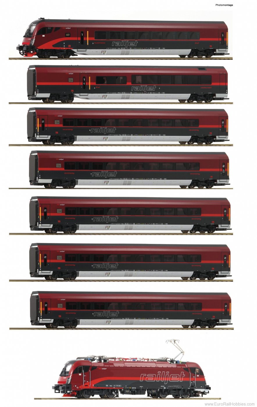 ROCO OBB Railjet(レールジェット) 客車4両 HO DCC
