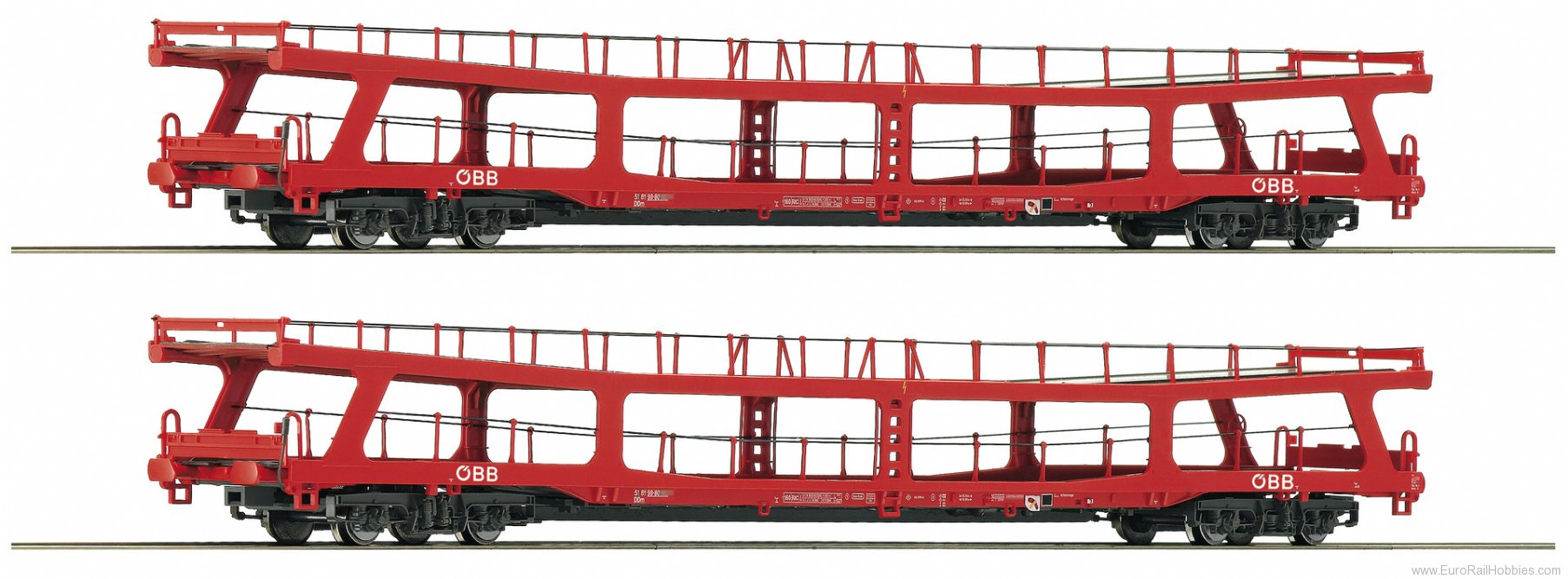 Roco 74128 HO 2 piece set Stand-in deck coach carrier,