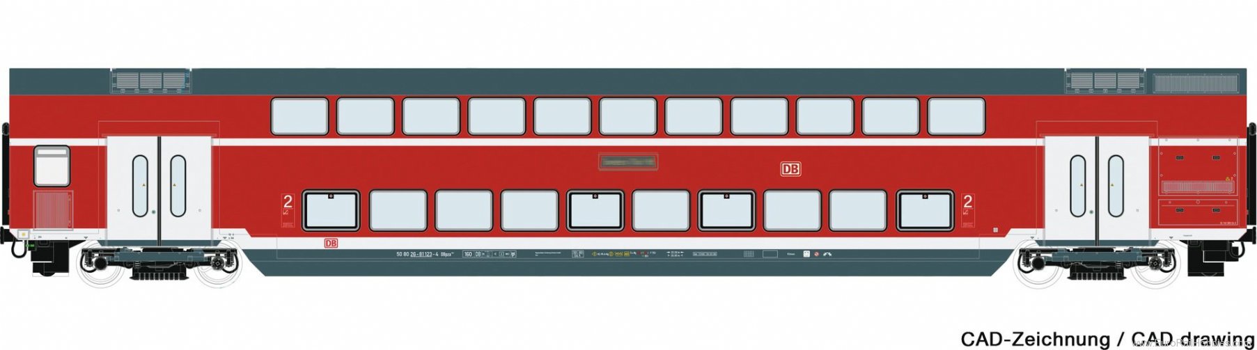 Roco 74154 DB AG Bi-Level Coach Set w/Interior Lighting!