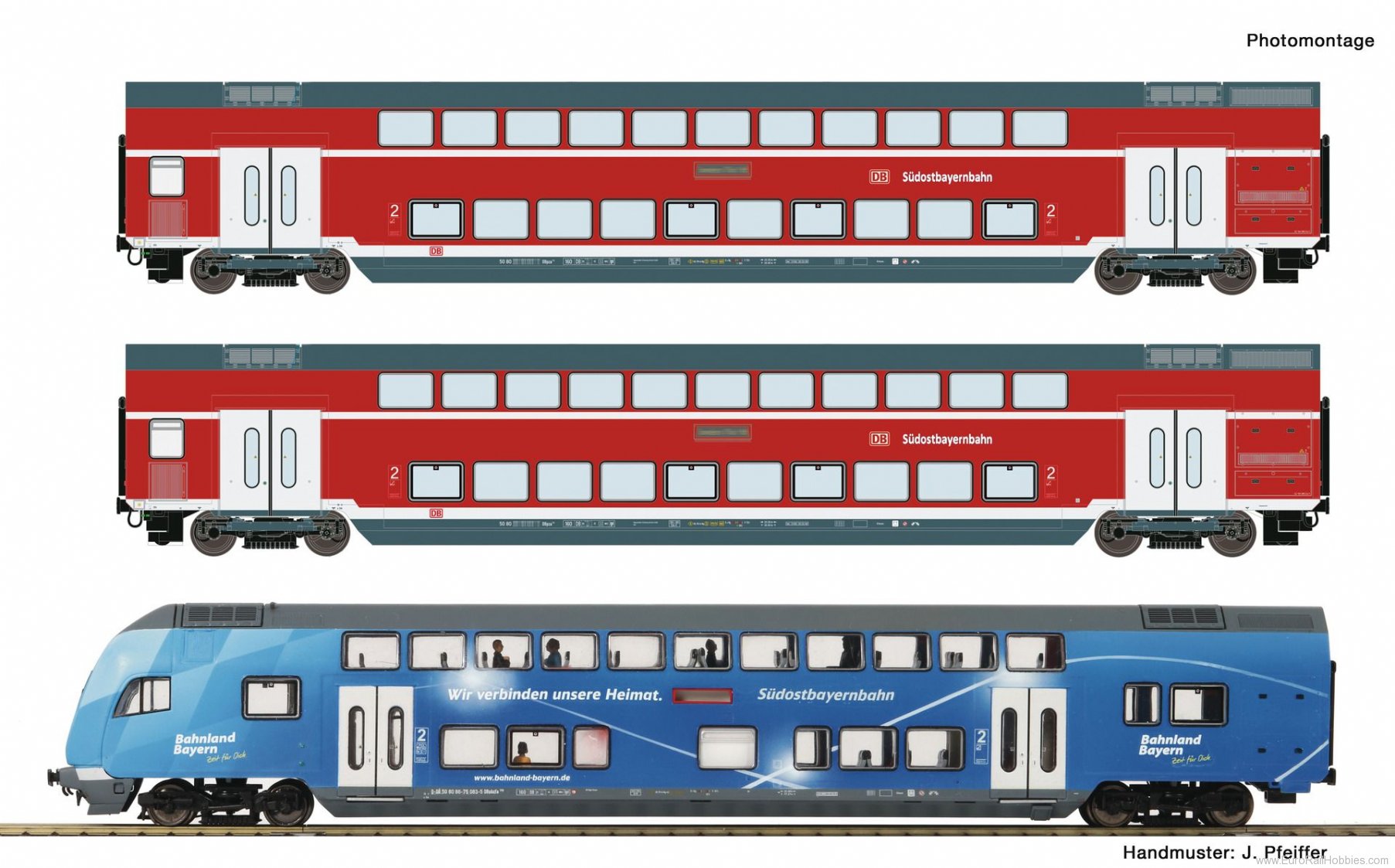 Roco 74155 3 piece set: Double deck coaches, DB AG 