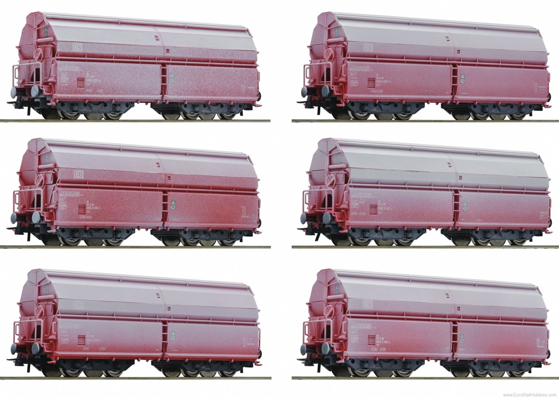 Roco 75938 12 piece display: Swing roof wagons, DB AG 