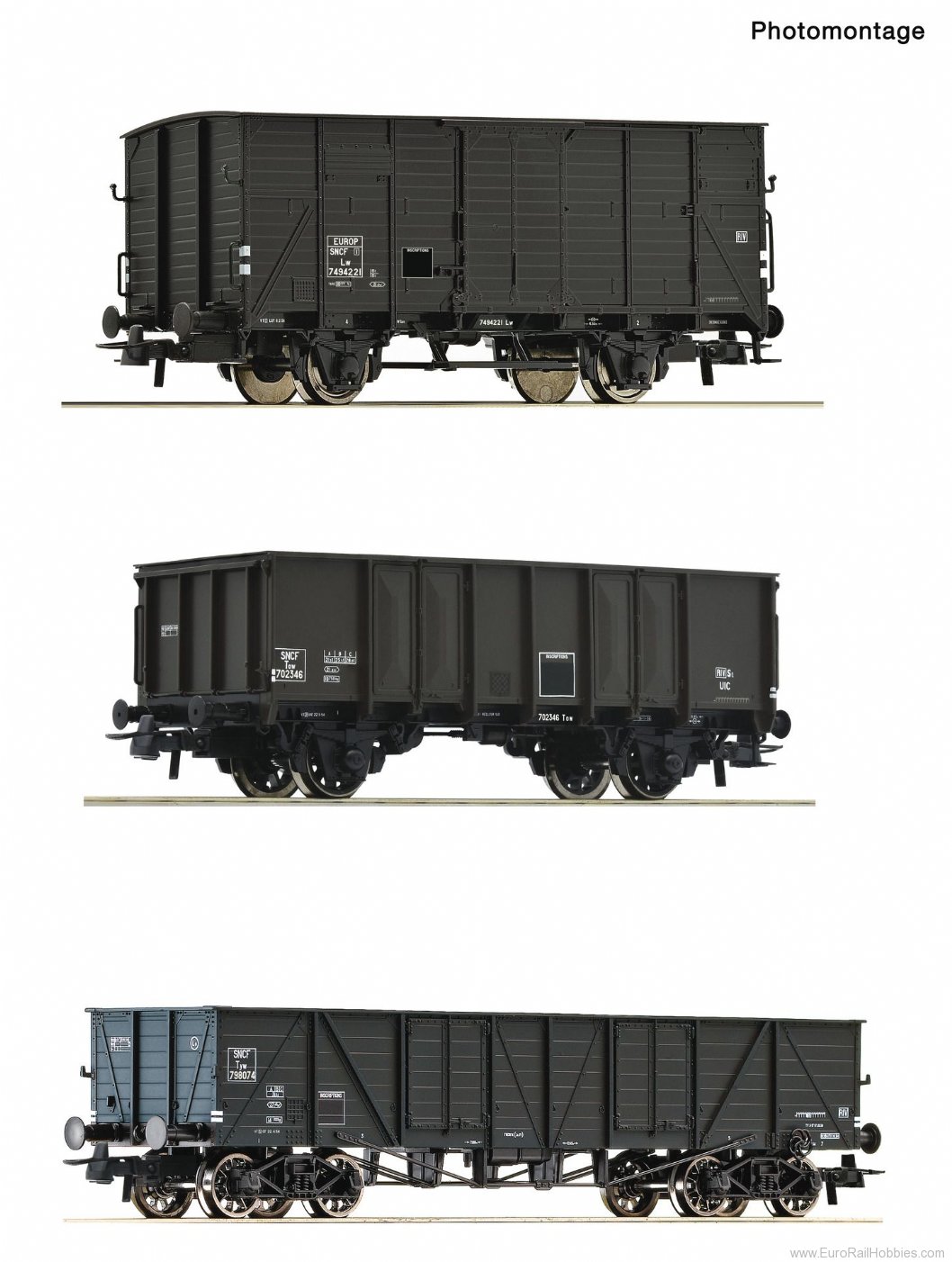 Roco 76004 3 piece set: Goods wagons, SNCF