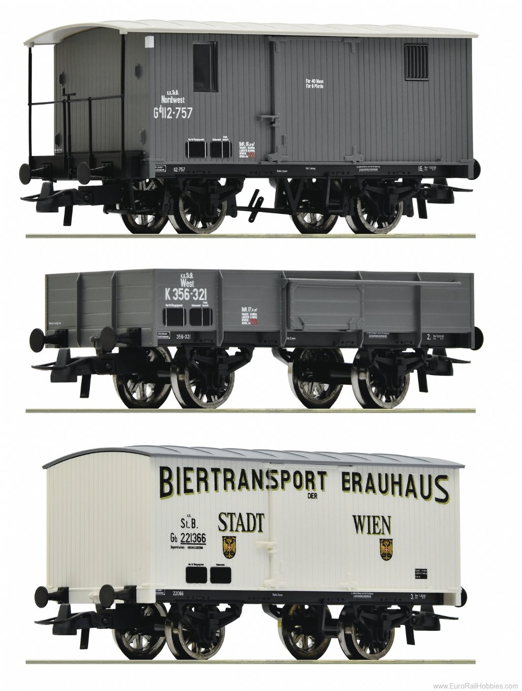 Roco 76037 KKStB 3 piece set: Goods train 