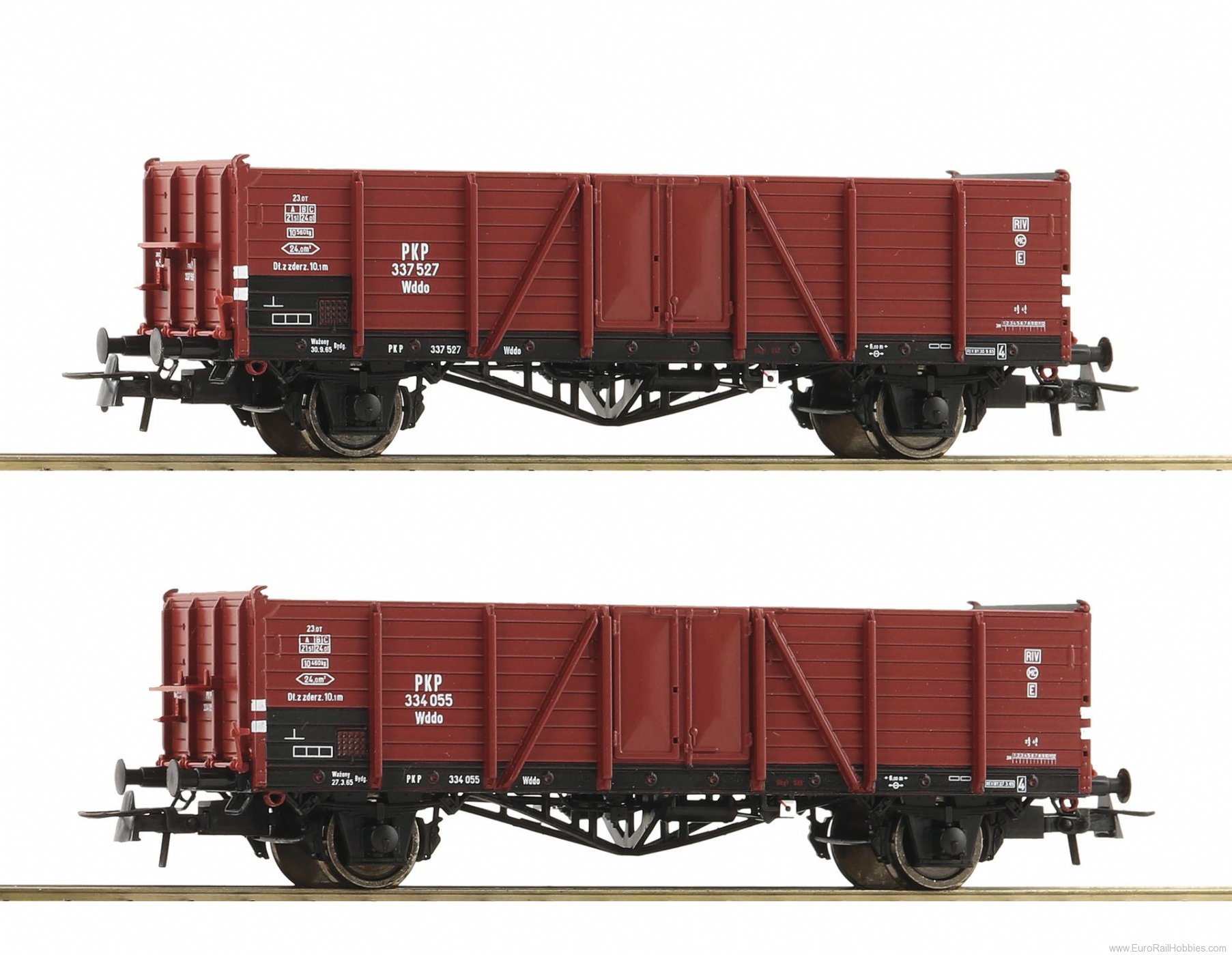 Roco 76104 2 piece set: Open goods wagons, PKP