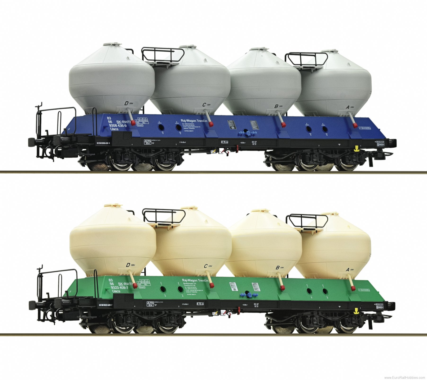 Roco 77003 2 piece set: Silo wagons, ZSSK