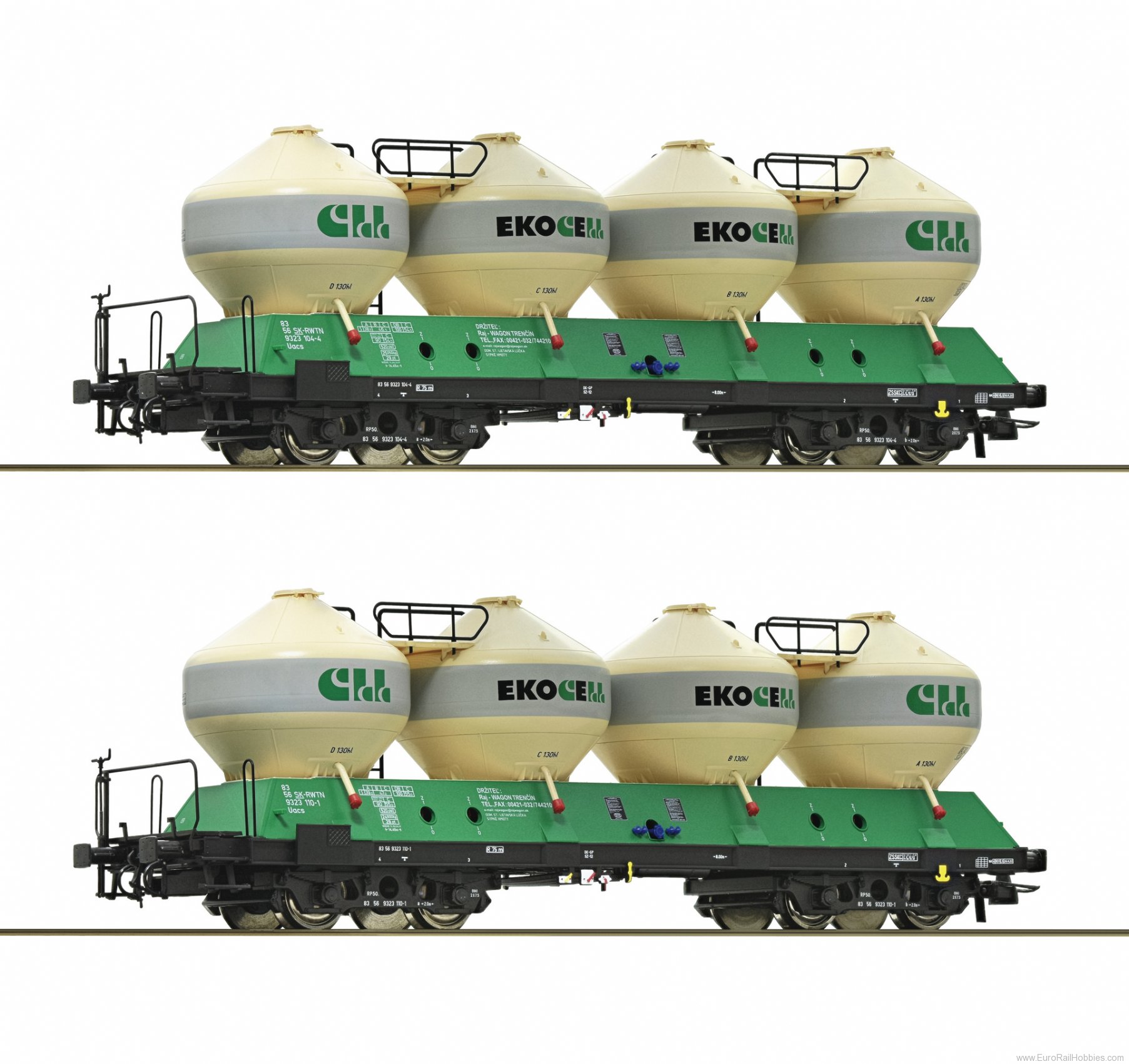 Roco 77006 2-piece set: Silo wagon, ZSSK
