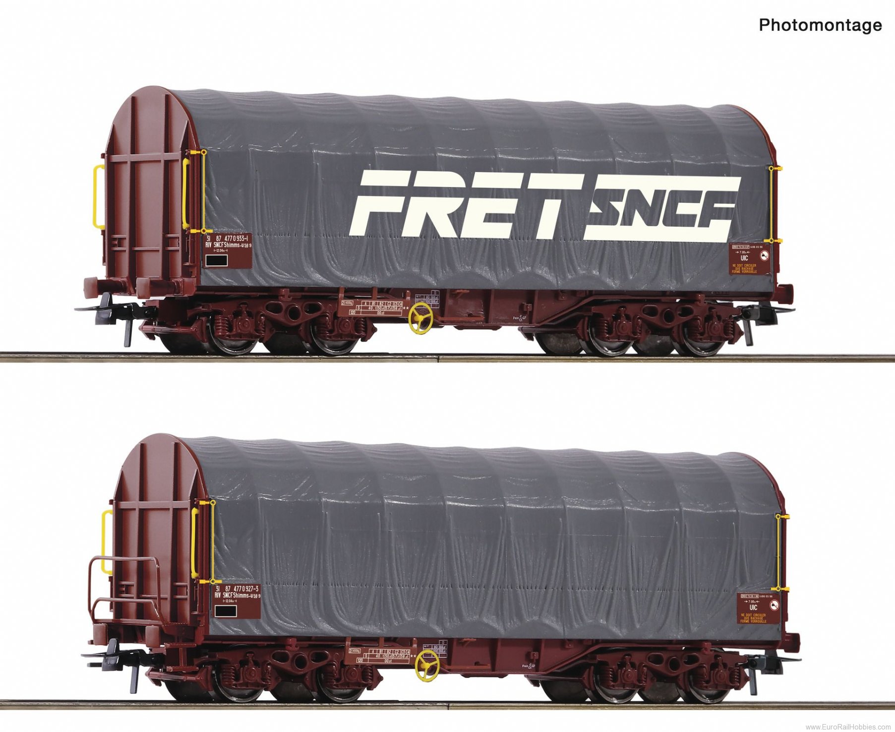 Roco 77025 2 piece set: Sliding tarpaulin wagons, SNCF
