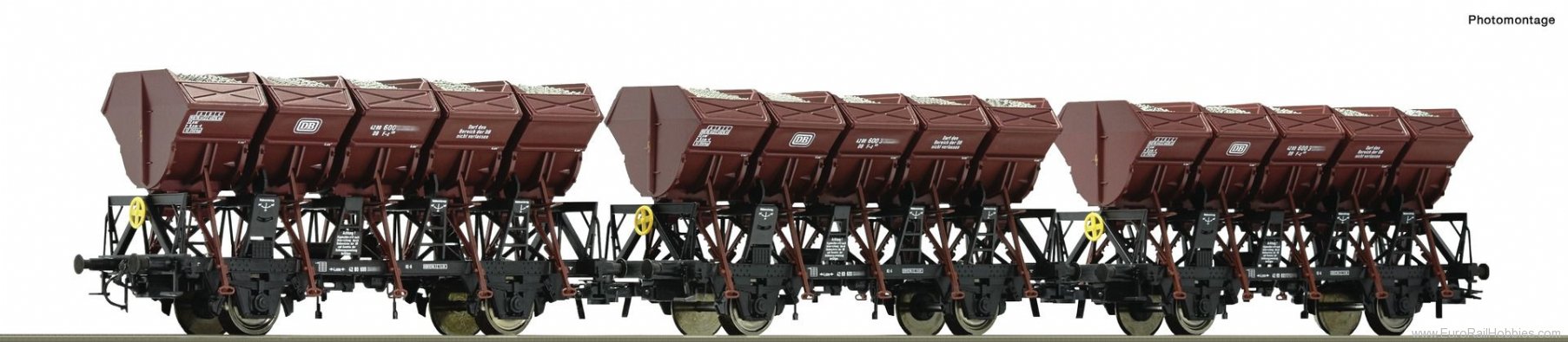 Roco 77039 3 piece set: Dump wagons, DB