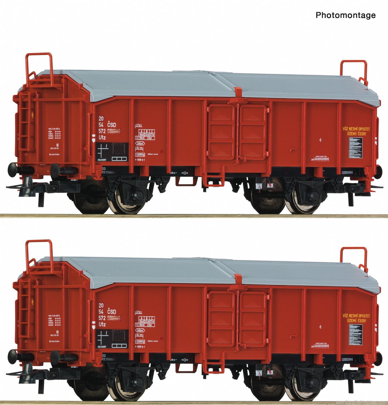 Roco 77040 2 piece set: Sliding roof wagons, CSD