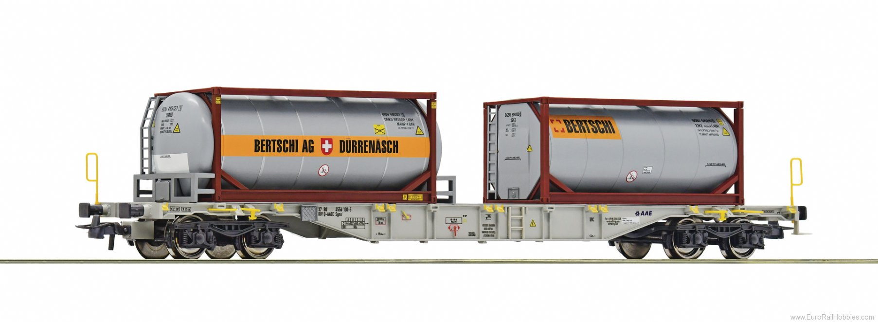 Roco 77340 AAE Container carrier wagon with Bertschi Tan