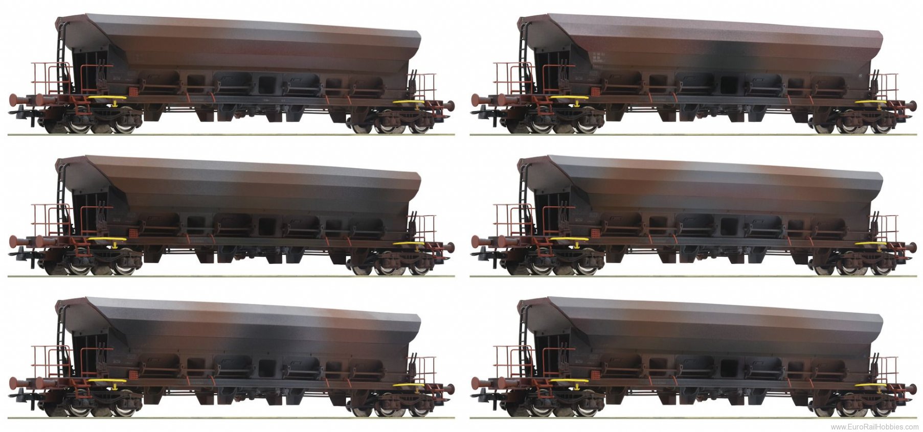 Roco 77915 12 piece display: Self-unloading hopper wagon