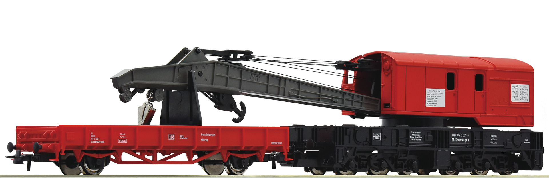 Roco 56240 HO Crane car with barrier car, DB AG