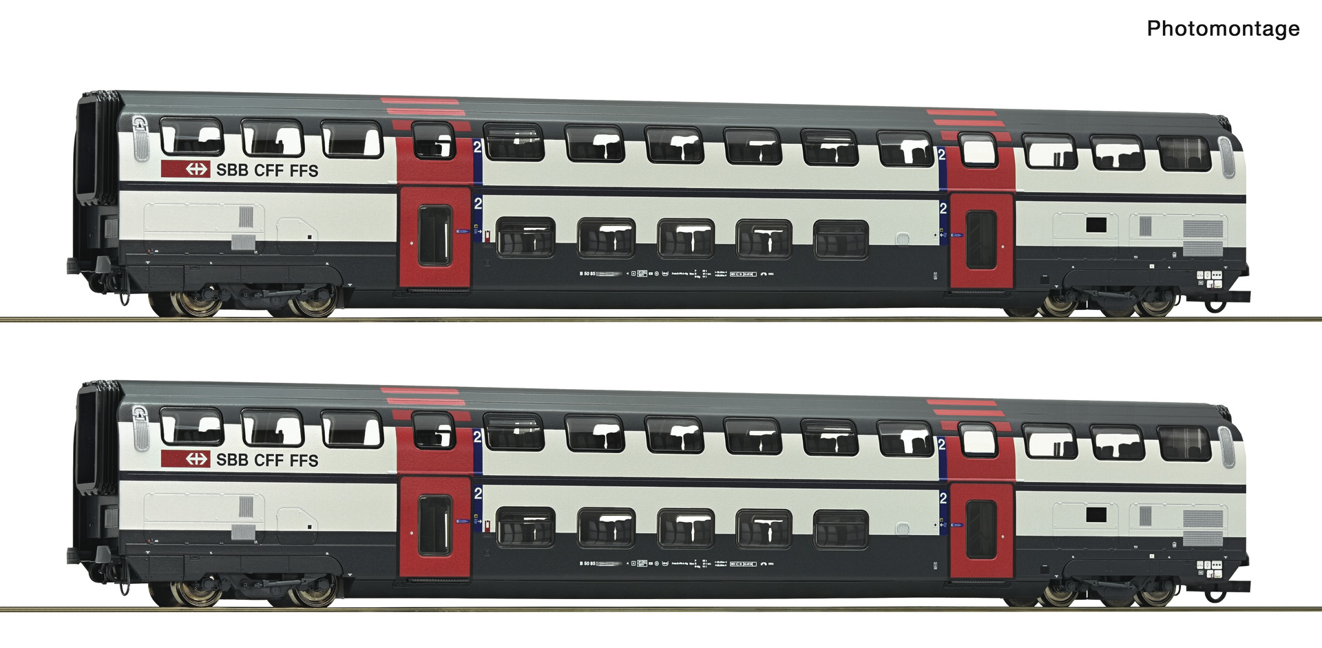 Roco 6200217 HO Roco SBB 2 Piece IC2000 2nd Class Double-deck