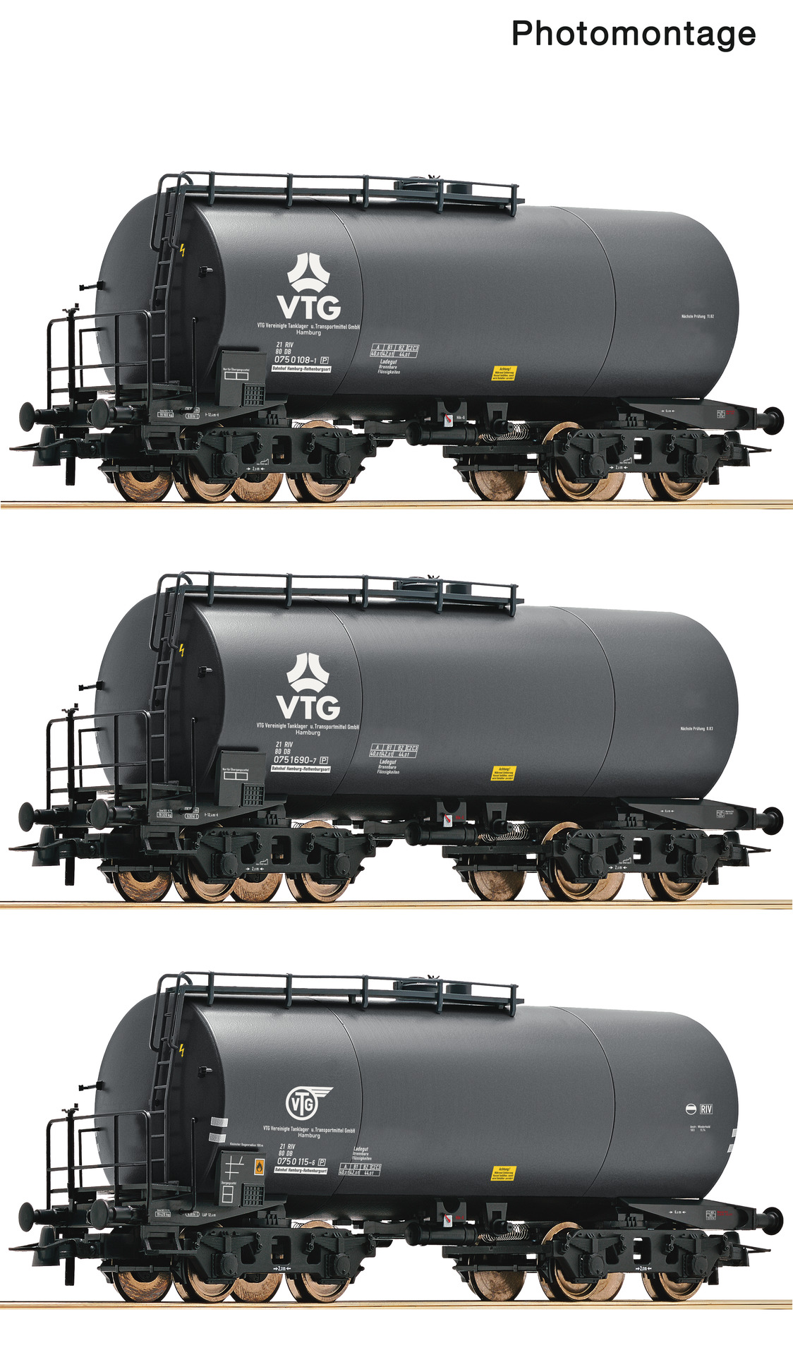 Roco 6600162 HO Roco VTG/DB 3 piece set: Tank Wagons