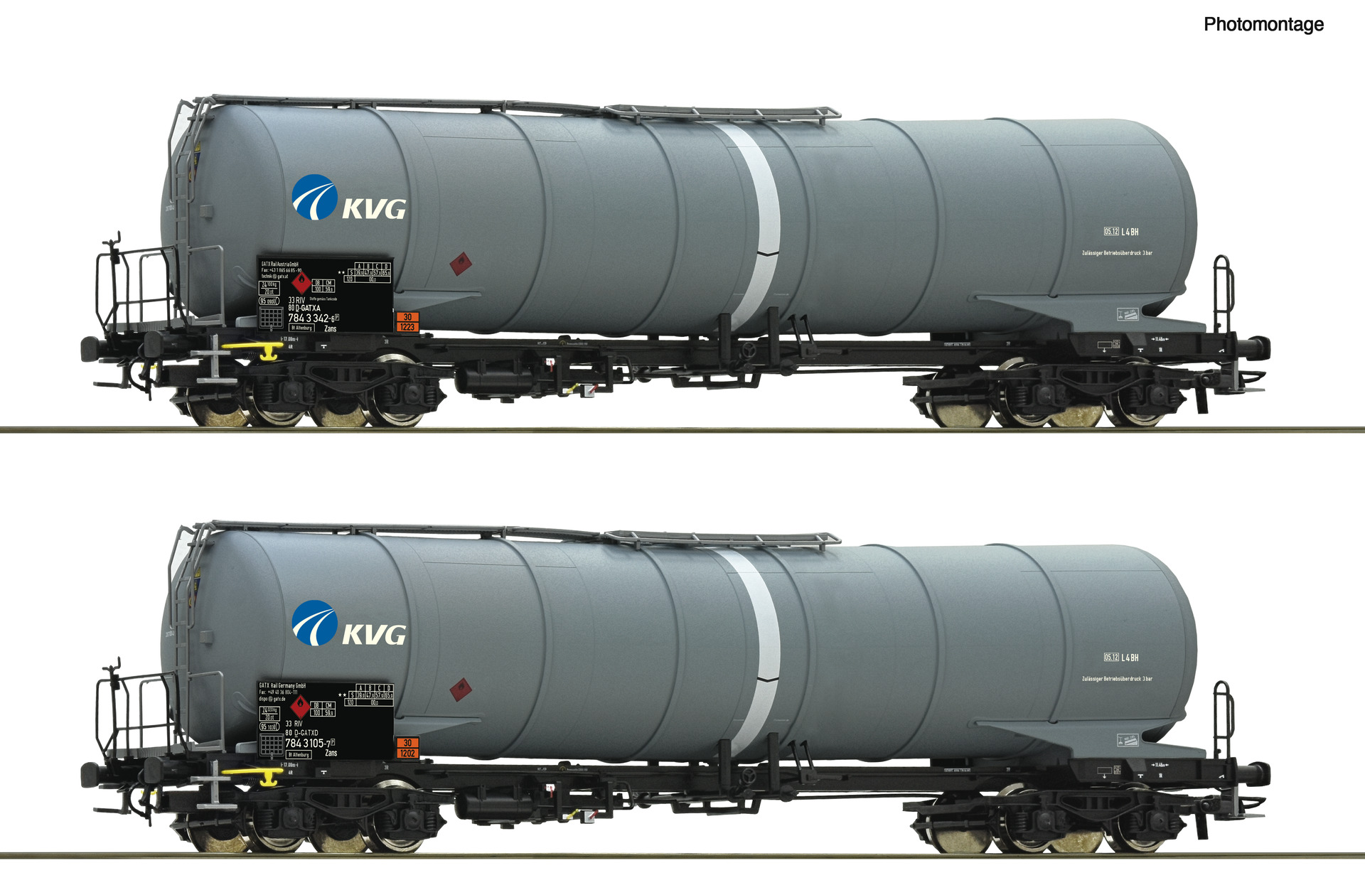 Roco 77463 HO 2-piece set: Tank wagons, GATX (DC