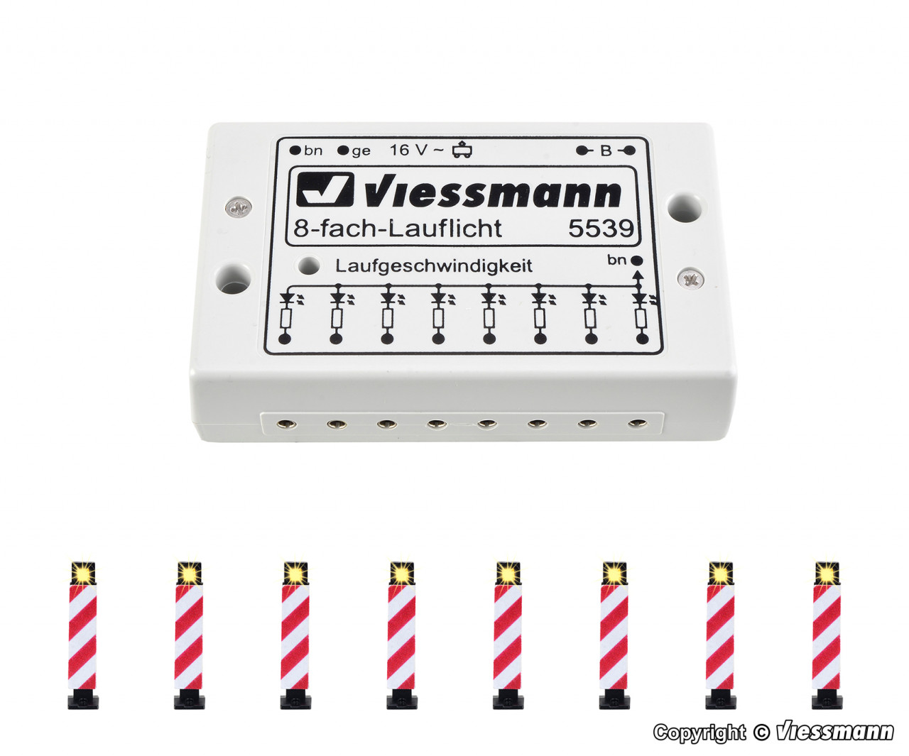 Viessmann 5040 HO HO Warning lights, 8 pieces with running