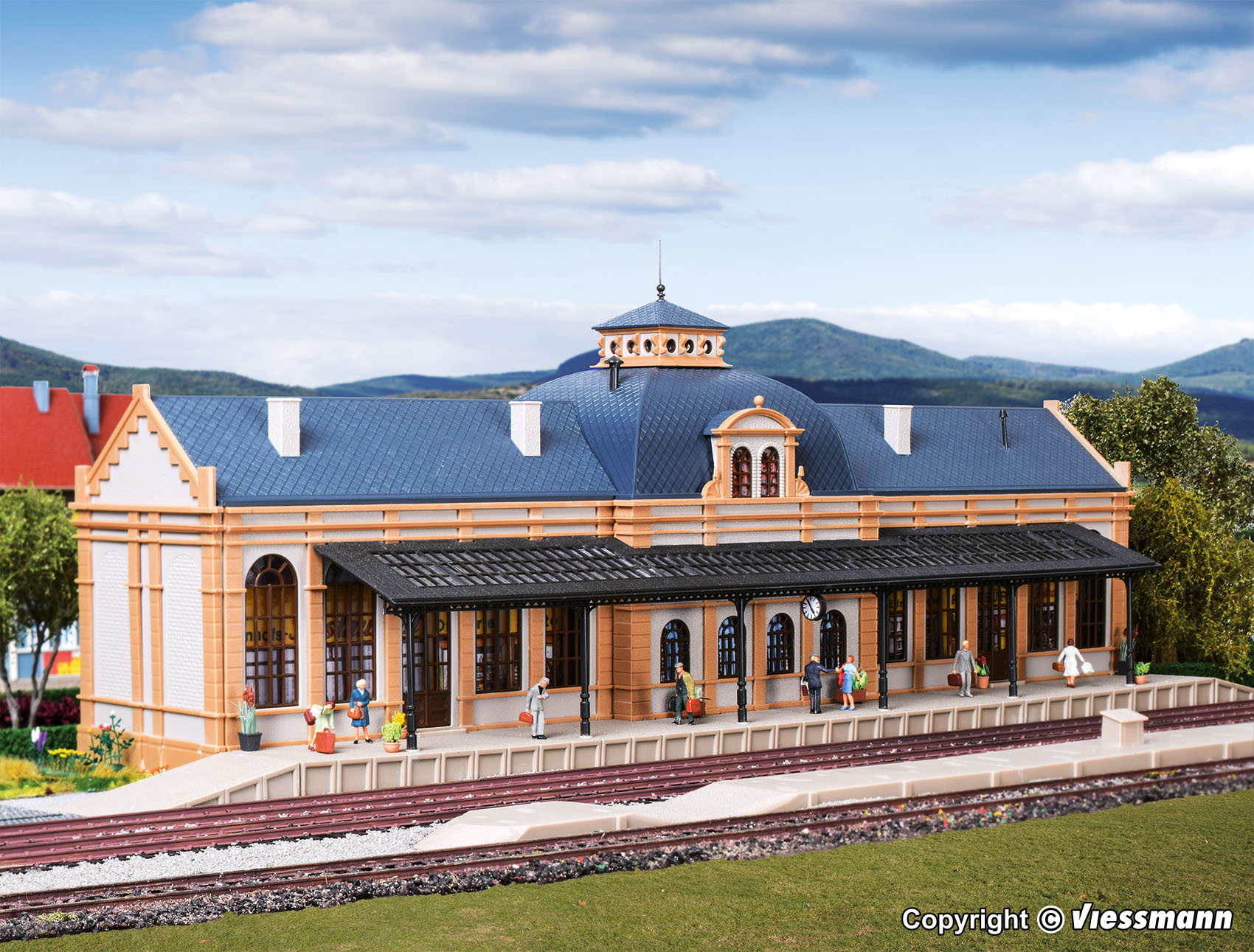 C-1【希少/西ドイツ製】VOLLMER HO 3760 市庁舎 鉄道模型 Vollmer 43561 HO City Station Nordstadt