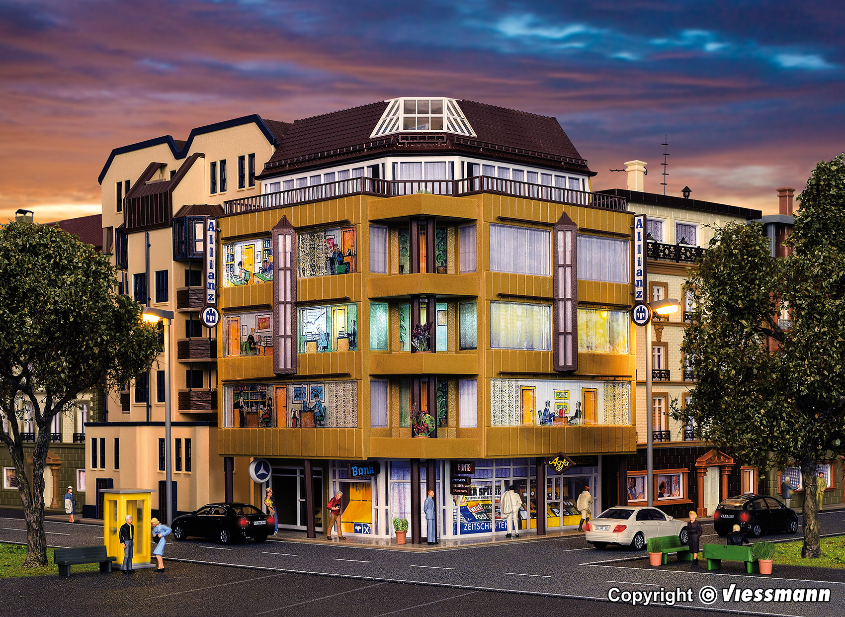 3F 【希少】Vollmerフォルマー 3805 HOゲージ Allianzビル Vollmer 43800 HO Corner Building