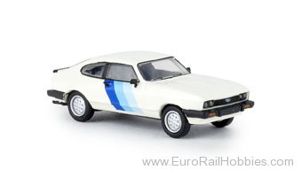 Brekina 19554 Ford Capri RS White/Bluee Streifen