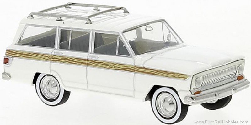 Brekina 19870 Jeep Wagoneer B Wooden Stripe white, 1968