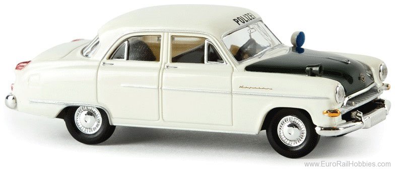 Brekina 20869 1954 Opel Kapitan Sedan - Police (white, blac