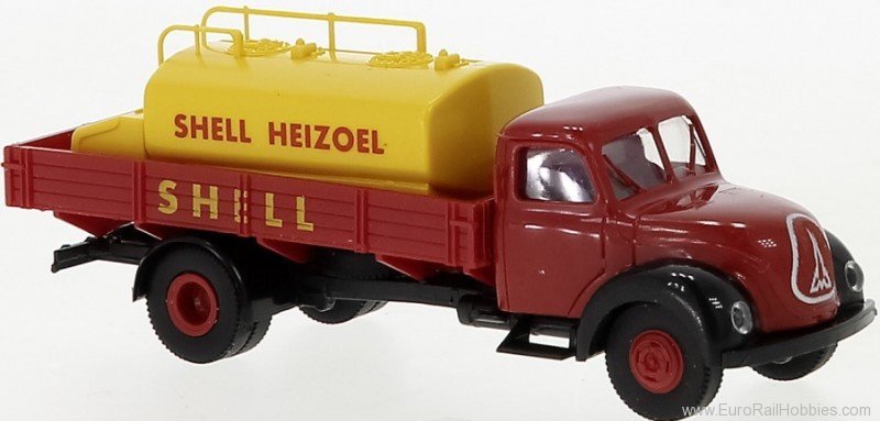 Brekina 42276 Magirus Mercur flatbed with attachment tank 1