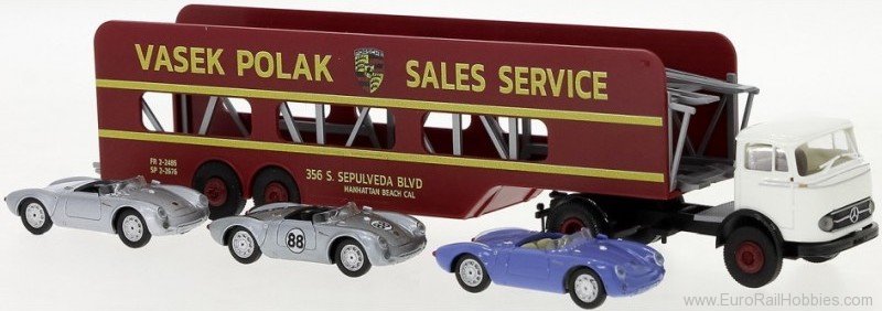 Brekina 48045 Mercedes LPS 338 Autotransport-SZ with 3 Rick