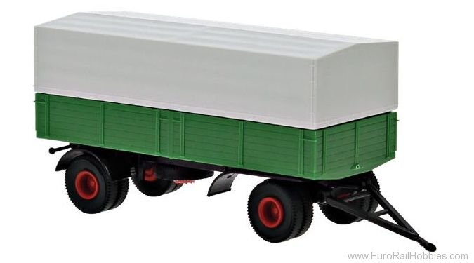 Brekina 55333 Trailer, 2-axle flatbed with tarpaulin, light