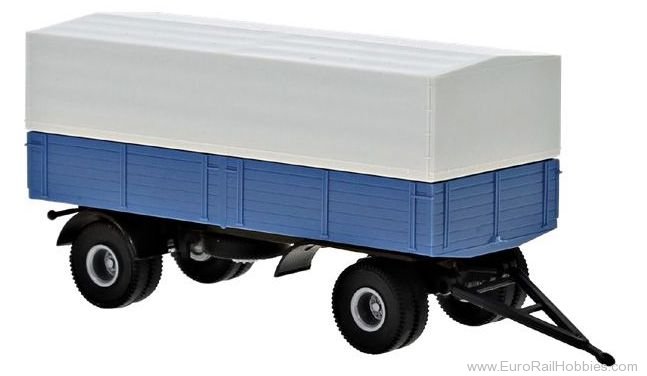 Brekina 55334 Trailer, 2-axle flatbed with tarpaulin