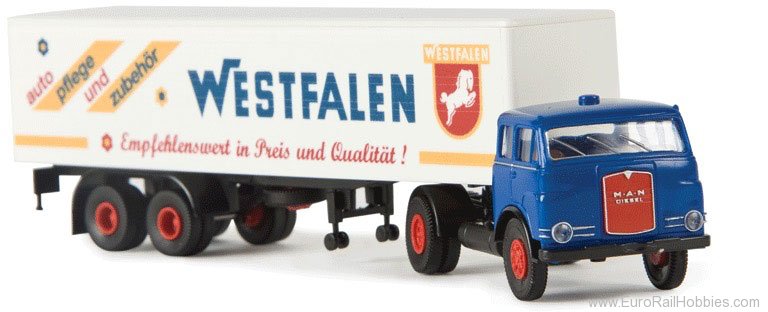 Brekina 78210 MAN 10.212 FS Semi Tractor w/Van Trailer - We