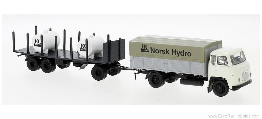 Brekina 85055 Scania LB 76 mit Rungenanhanger Norsk Hydro