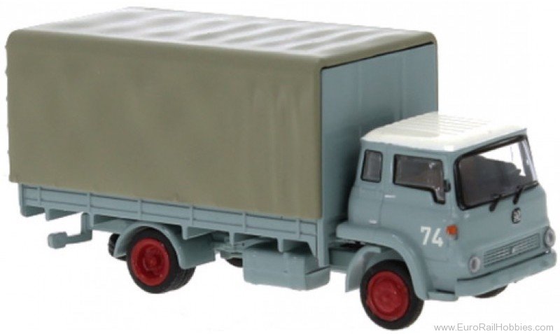 Brekina 93590 Bedford TK PP No. 74 1971, blue-grey forwardi