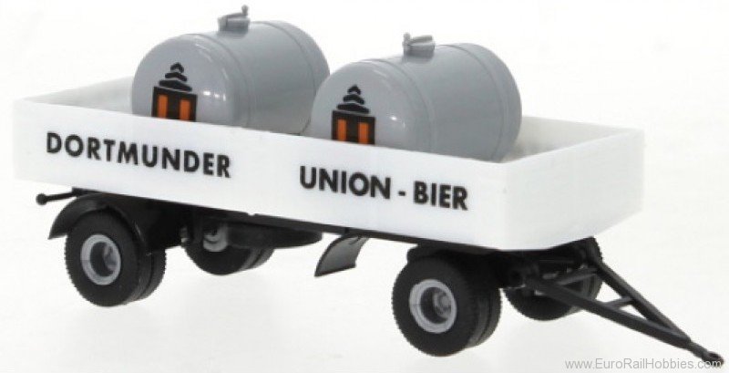 Brekina 95578 Trailer flatbed with tanks 1955, Dortmunder U