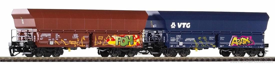 Piko 47031 TT 2er Set Hopper Falns On Rail, with Graffit