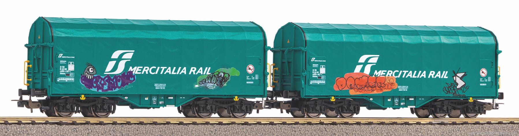 Piko 58255 Set of 2 sliding tarpaulin wagons Shimmns wit