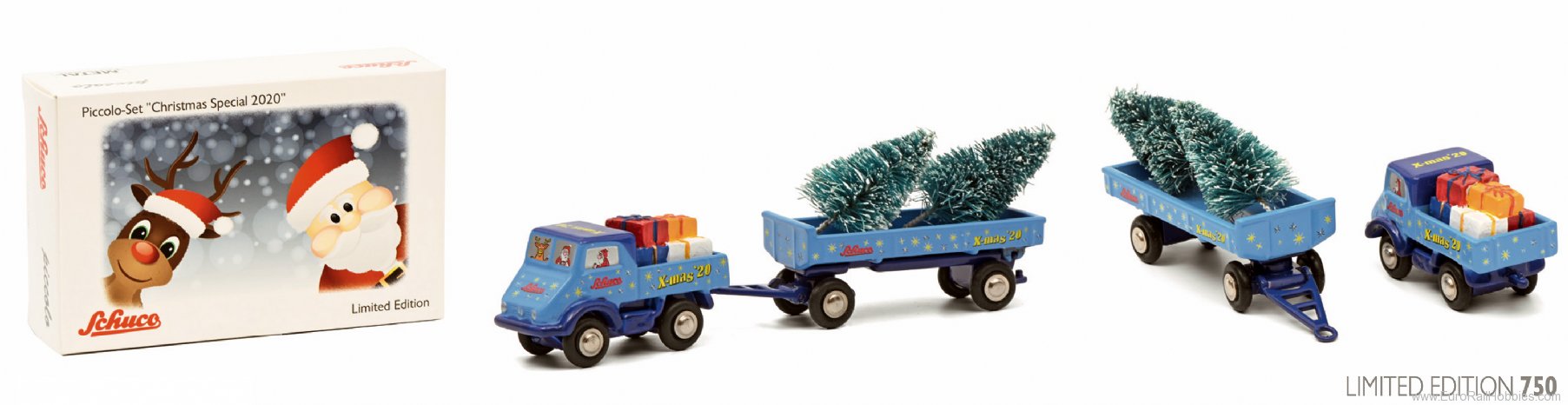 Schuco 450527700 Unimog 401 with trailer â€žChristmas Edition 